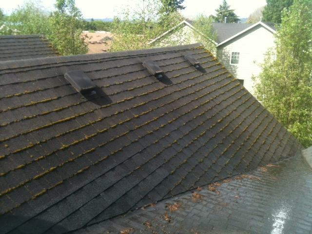 Steep tie-off roof cleaning job
