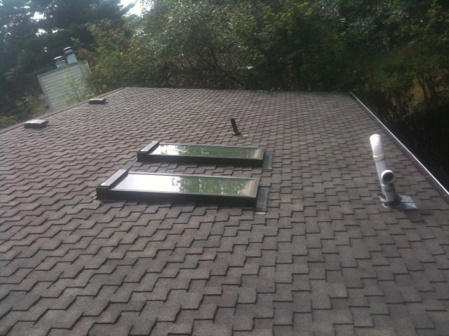 Same roof skylights after cleaning, moss and debris cleared away